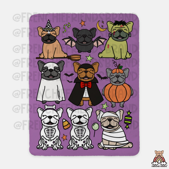 French Bulldog Blanket | Trick Or Treats Sherpa Blanket