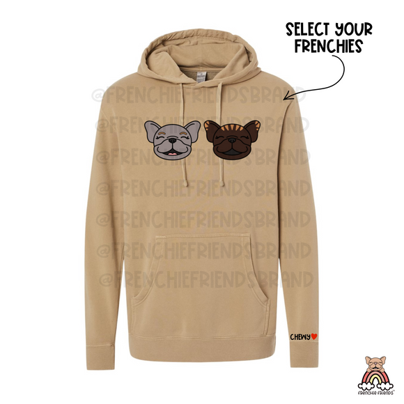 French Bulldog Embroidered Crewneck | Two Custom Frenchies Embroidered Hoodie