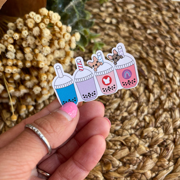 Frenchie Boba Tea Single Sticker