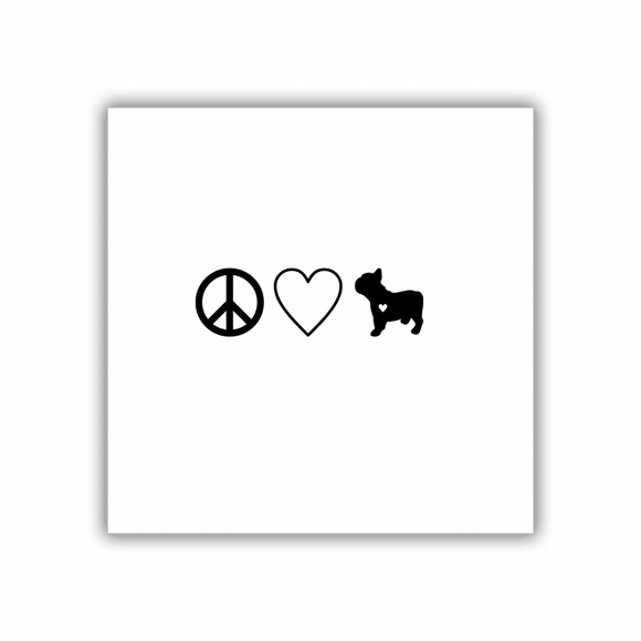 Peace Love Frenchie Custom Decal