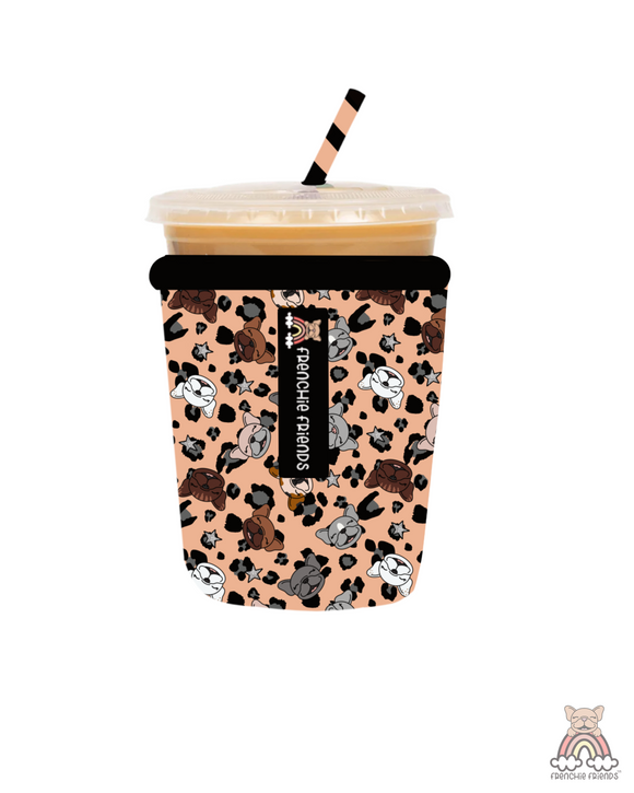 Neutral Leopard French Bulldog Coffee Sleeve