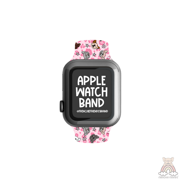 Apple Pink Leopard French Bulldog Watch Band